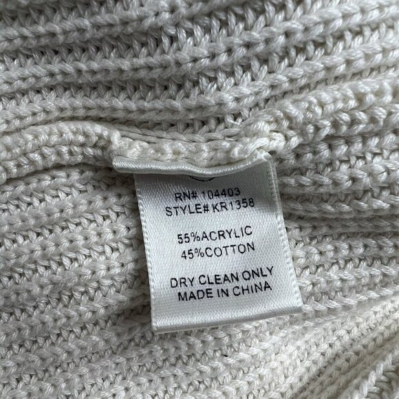 JOA Sweater Ivory Cream White Lace Up Corset Grommet Boho Chunky Knit Sz Medium - Picture 9 of 11